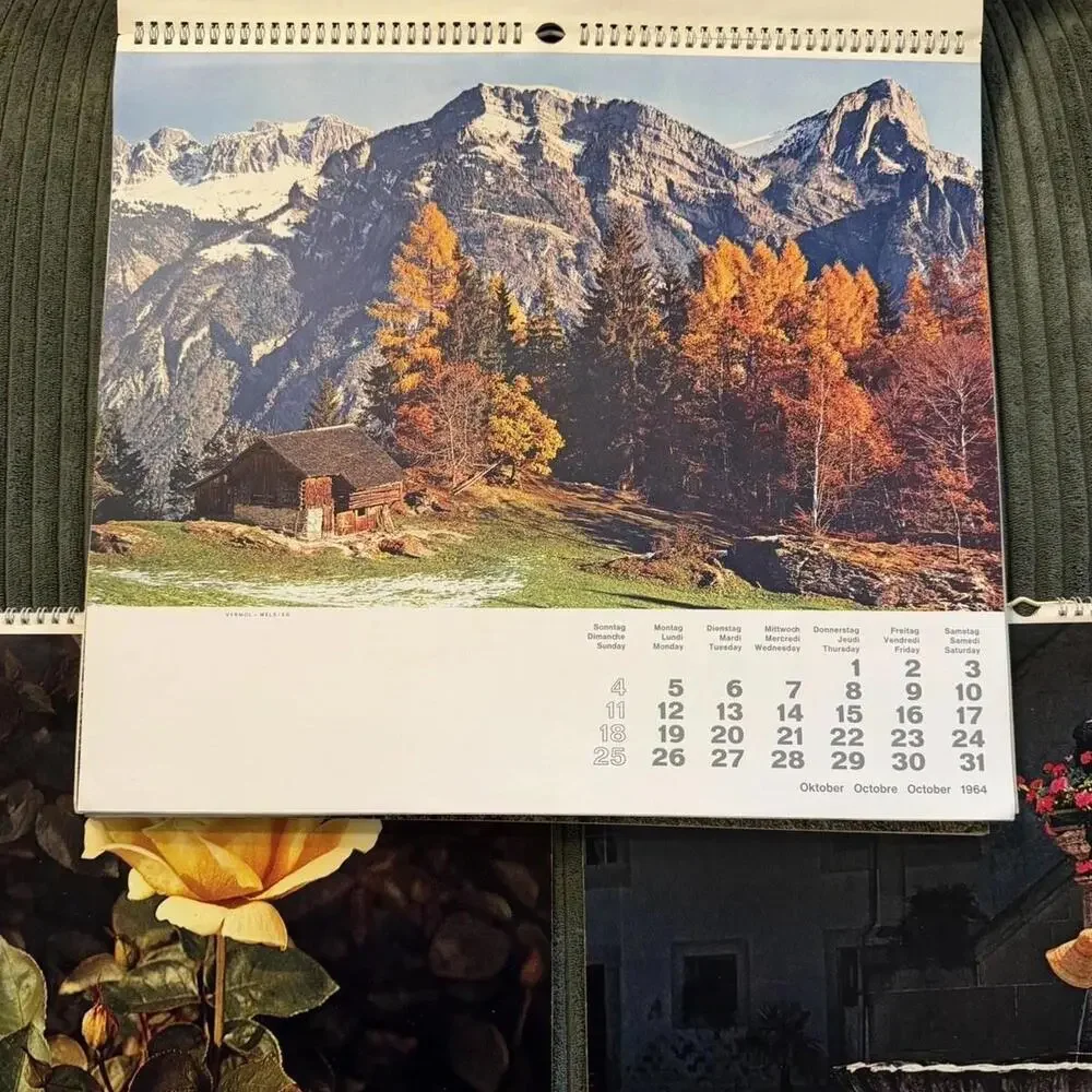 Swiss Alpine Pictorial Calendar Lot of 9 Switzerland Matterhorn Jungfrau 1960’s
